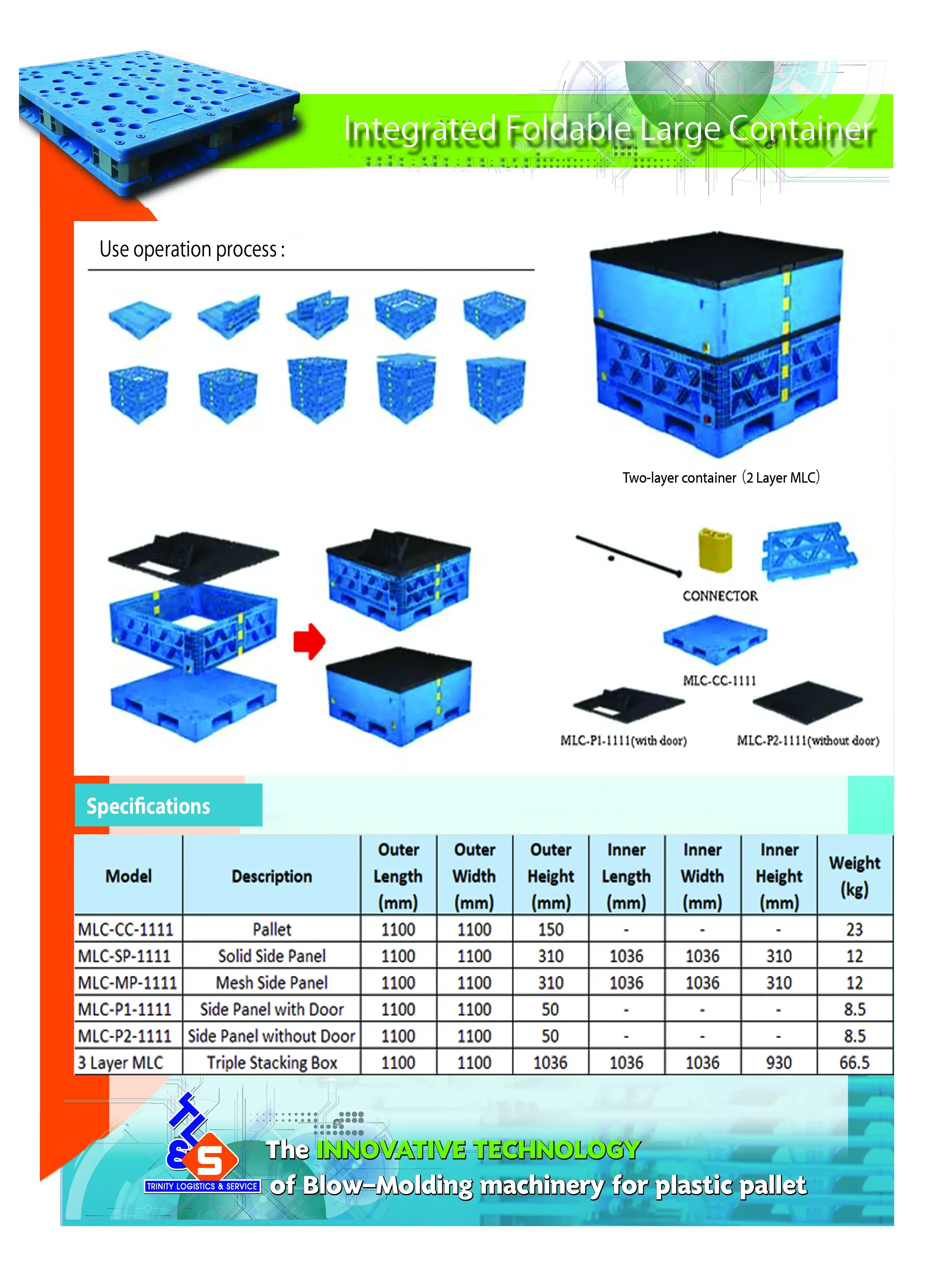 Technical Catalog for ลังพลาสติกขนาดใหญ่พับได้ (Integrated Foldable Large Container)